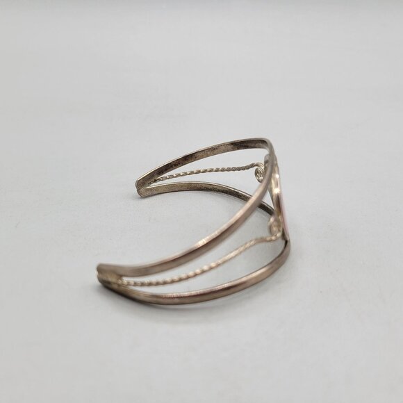 Alpaca Mexican Silver Butterfly Inlay Cuff Bracelet Abalone Mother of Pearl - Picture 4 of 7